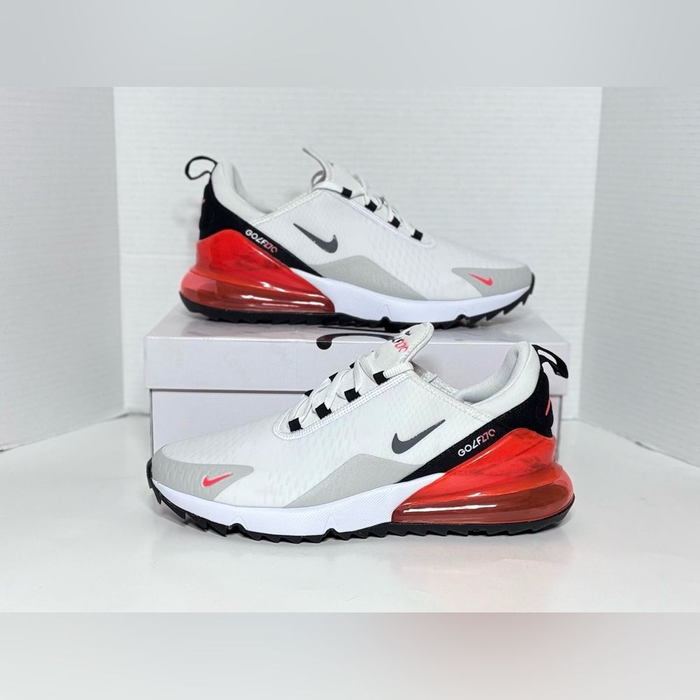 NEW Nike Air Max 270 G Men’s Golf shoes CK6483-103 white red black